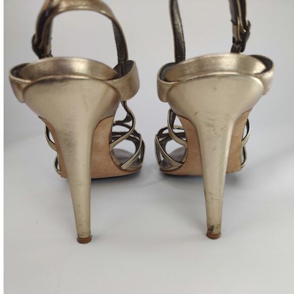 Gold Manolo Blahnik heeled sandals sz 39 - Picture 4 of 9